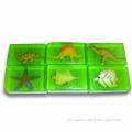 Soft Plastic Toy Inside Soaps, Includes Dinosaur, Starfish and Fish